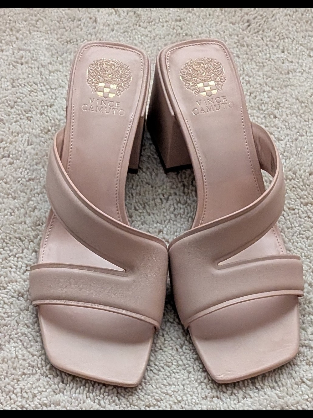 Vince Camuto Jinani Pale Peony Leather Slide Heel Sandals. 10M New With Box